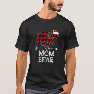 T-shirt Maman Ours Noël Pyjama Rouge Plaid Buffalo Famille