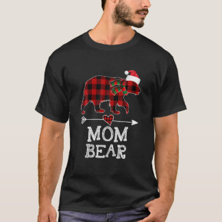 T-shirt Maman Ours Noël Pyjama Rouge Plaid Buffalo Famille