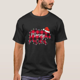 T-shirt Maman Ours Rouge Plaid Drôle Noël Maman Maman Mama