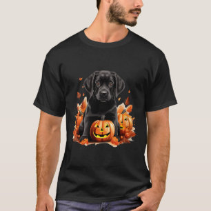 T-shirt Maman Papa Chien Lab Noir Halloween Automne Drôle