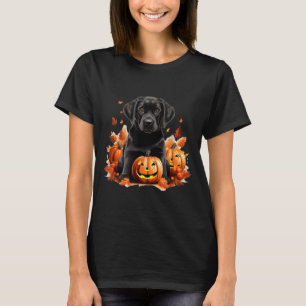 T-shirt Maman Papa Chien Lab Noir Halloween Automne Drôle