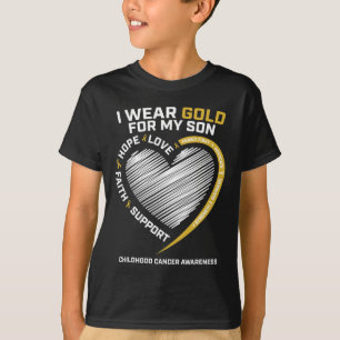 T-shirt Maman Papa I Wear Gold For My Son Childhood Cancer