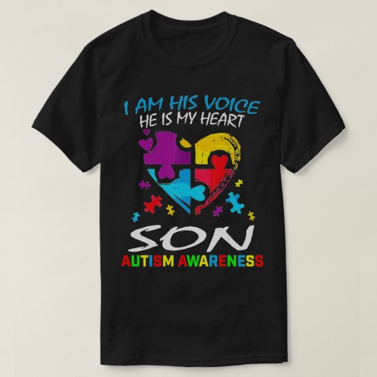 T-shirt Maman Papa Je Suis Sa Voix Il Est Mon Coeur Fils A (Design devant)