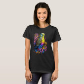 T-shirt Maman Perruche Fleur Perruche Ondulée Oiseau Mère (Devant entier)