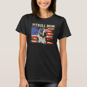 T-shirt Maman Pitbull Patriotique 14 Juillet Drapeau Améri