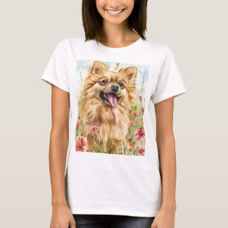 T-shirt Maman Poméranien – Aquarelle