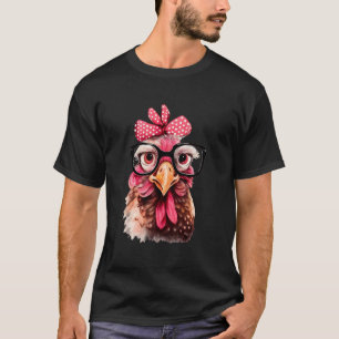 T-shirt Maman poulet mignon avec bandeau bandana et lunett