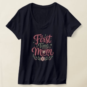 T-shirt Maman pour la première fois Design floral mignon d
