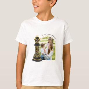 T-shirt MAMAN Reine de ma vie, Écriture Dorée Échecs Noirs