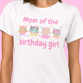 T-shirt Maman rose colorée de l'Anniversaire Fille Kitty C