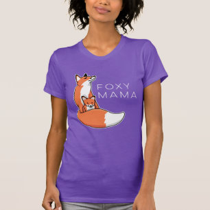 T-shirt Maman rusée Fox rouge et chiot