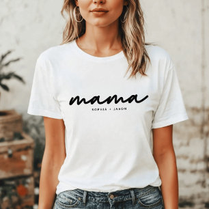 T-shirt Maman Script noir avec nom d'enfant