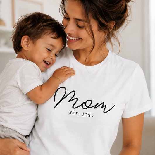 T-Shirt Maman Script Noir Établi