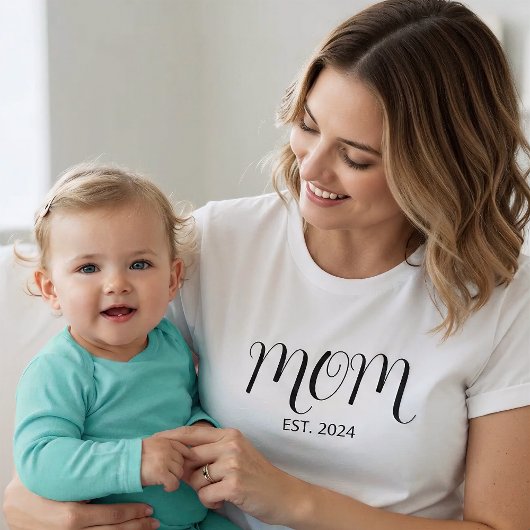 T-shirt Maman Script Noir Établie