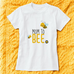 T-shirt Maman sera l'abeille et le Baby shower de fleurs