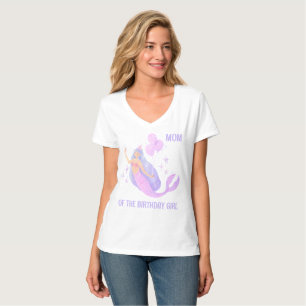 T-shirt Maman Sirène Fille 1er Anniversaire Fête Océanique