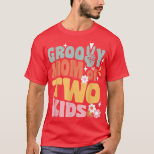 T-shirt Maman super de deux enfants Retro retour à l'école