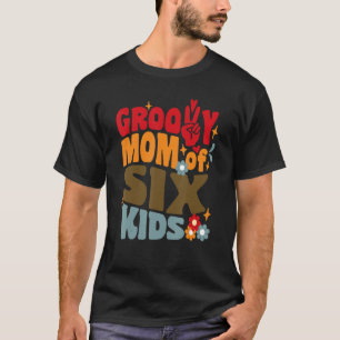 T-shirt Maman super De Six Enfants Retro Wavy les années 7