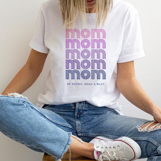 T-shirt Maman | Texte de style Disco rose et violet