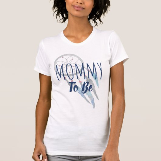 T-shirt Maman To Be Blue Boho Dreamcatcher (Devant)