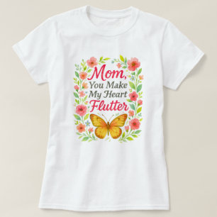 T-shirt Maman, tu fais mon coeur flotter blanc