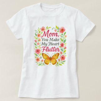 T-shirt Maman, tu fais mon coeur flotter blanc