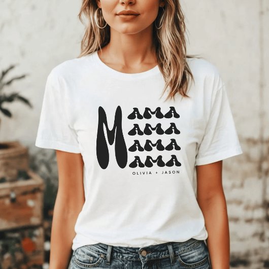 T-shirt Maman | Typographie rétro Enfants Noms mère