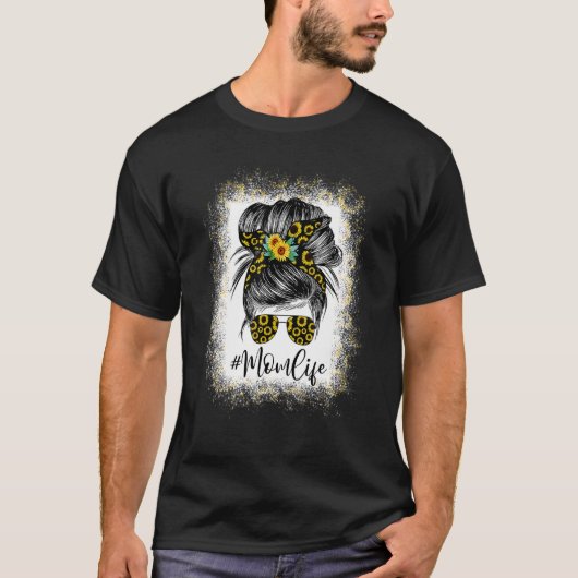 T-shirt Maman Vie Bleached Maman Vie Tournesol Messager Bu (Devant)