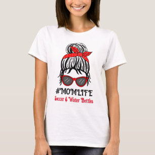 T-shirt Maman Vie Bouteilles de football et d'eau