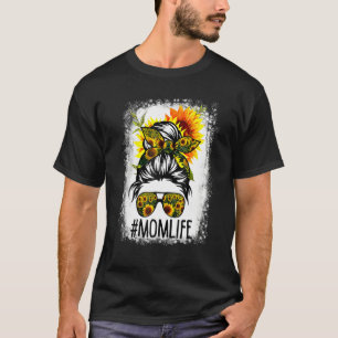 T-shirt Maman Vie Messy Cheveux Bun Tournesol Femmes Mère