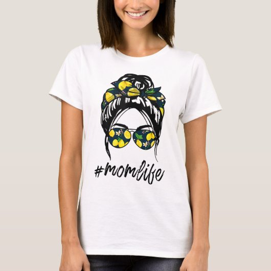 T-shirt Maman Vie pour femmes citron jaune Lunettes de sol (Devant)