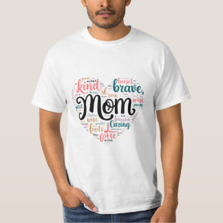 T-shirt Maman Word Art en forme de coeur - Cadeau parfait 