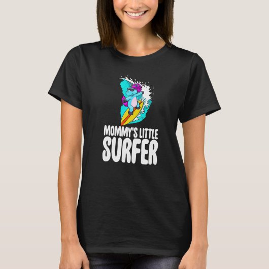 T-shirt Maman's Little Surfer Unicorn Femmes Aimer Animal (Devant)