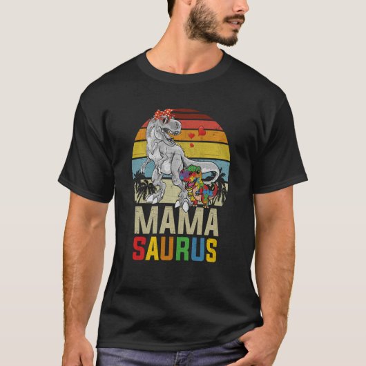 T-shirt Mamasaurus Rex Dinosaur Mama Saurus Autisme (Devant)