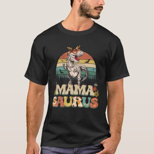 T-shirt Mamasaurus Rex Maman Dinosaur Léopard Fleur Rex Ma (Devant)