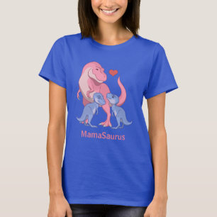 T-shirt MamaSaurus rose T-Rex Twin Blue Baby Boy Dinosaure