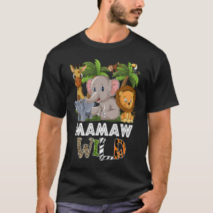 T-shirt Mamaw Wild Zoo Thème Anniversaire Safari Jungle Ma