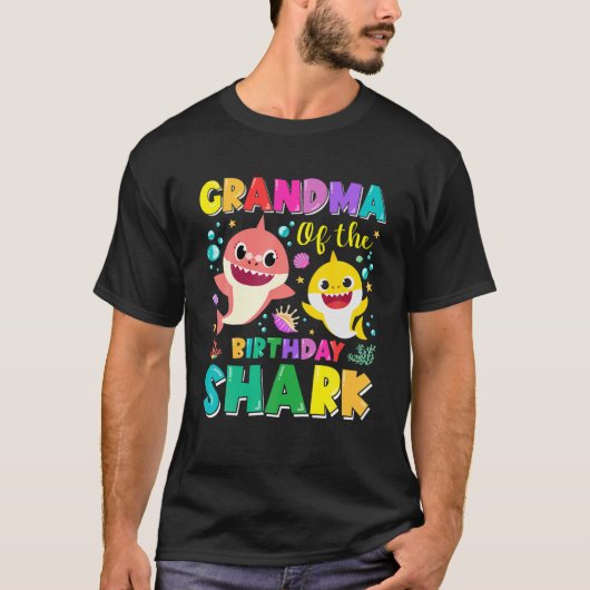 T-shirt Mamie Des Requins D'Anniversaire Nana Gigi Corresp (Devant)