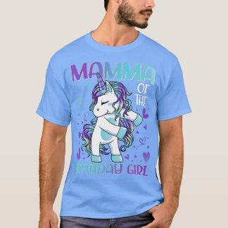T-shirt Mamma de la fille d'anniversaire Flossing Unicorn 