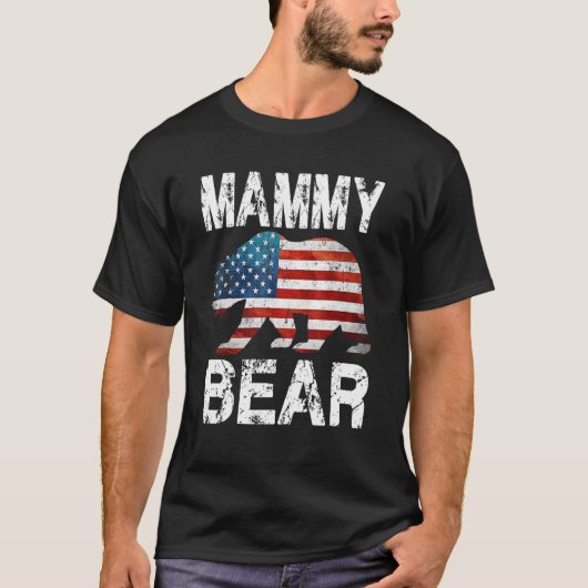 T-shirt Mammy Bear Patriotique Drapeau Correspondant Famil (Devant)