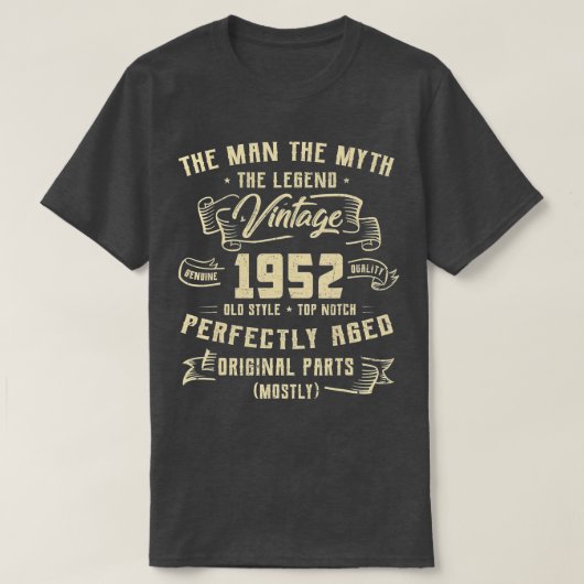 T-shirt Man Myth Legend 1952 70e anniversaire pendant 70 a (Design devant)