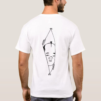 T-shirt man who looks over the curtain