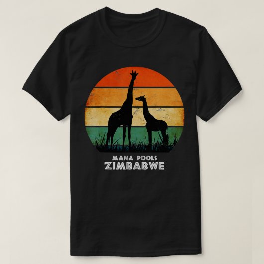 T-shirt Mana Pools Zimbabwe Giraffe Safari Parc National G (Design devant)