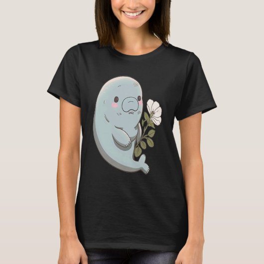 T-shirt Manatee Blusant Adorable bleu clair Manatee avec (Devant)