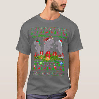 T-shirt Manatee Lover Xmas Éclairage Père Noël Ugly Manate