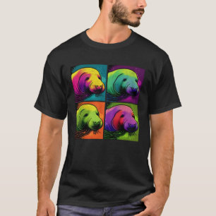 T-shirt Manatee Pop Illustration Animal Colorful Femmes 1