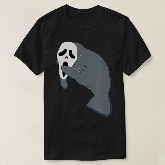 T-shirt Manatee Porter Effrayant Masque Halloween Drôle Va (Design devant)
