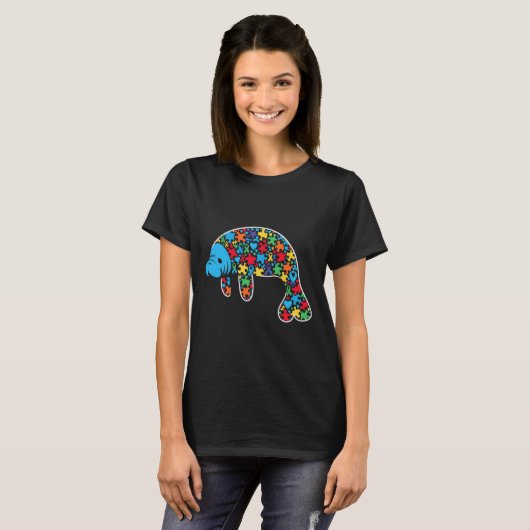 T-shirt Manatee Puzzle Sensibilisation sur l'autisme Autis (Devant entier)