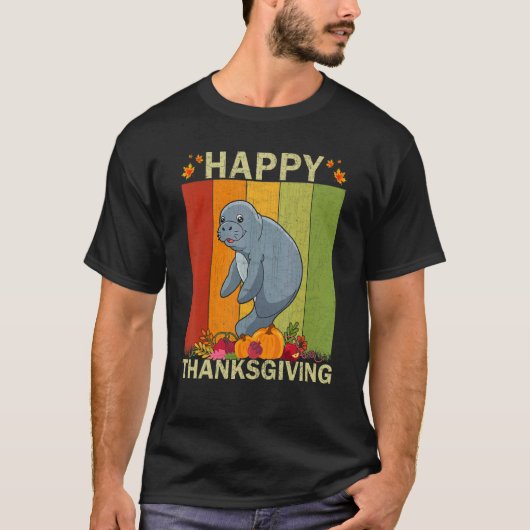 T-shirt Manatee Retro Graphic Family Matching Thanksgivin (Devant)