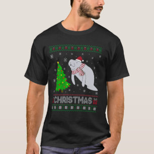 T-shirt Manatee Xmas Arbre Éclairage laide Sweater de Noël